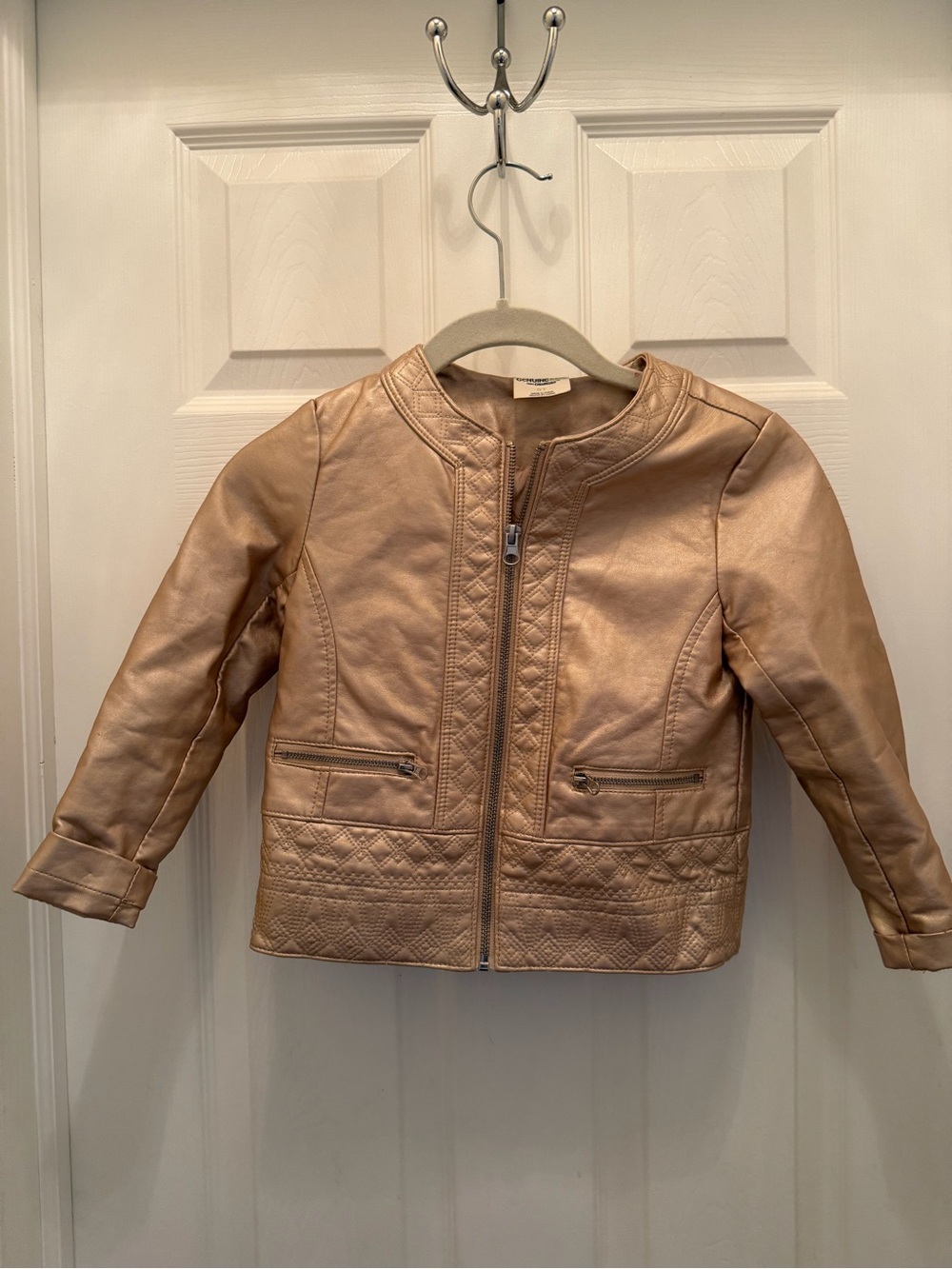OshKosh B'gosh Girls Metallic Rose Gold Faux Leather Jacket